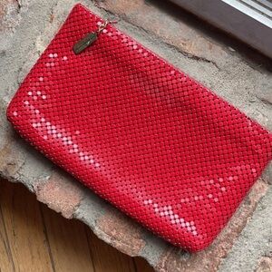 Vintage Whiting Davis Carla Marchi red metal mesh clutch handbag purse